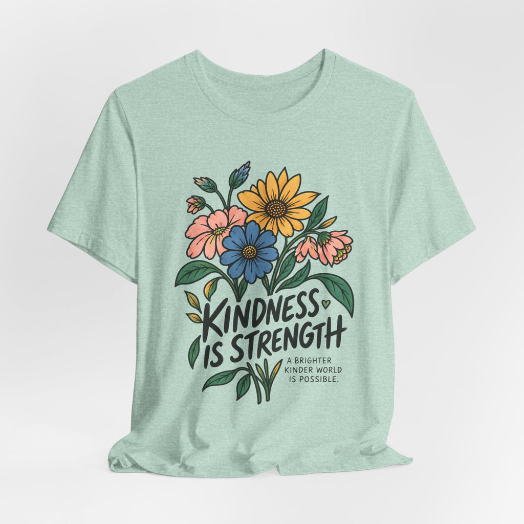 Kindness Is Strength Shirt — Floral Inspirational Graphic Tee | Positive Kindness T-Shirt