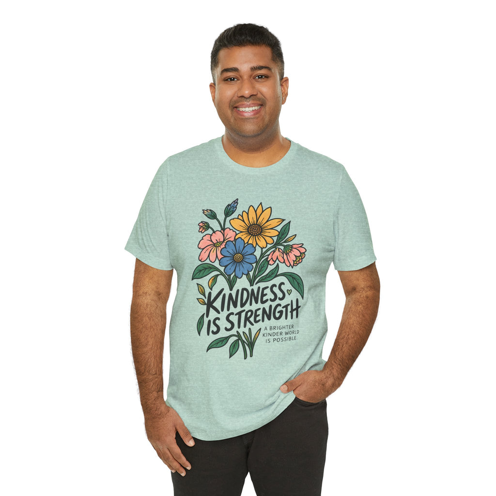 Kindness Is Strength Shirt — Floral Inspirational Graphic Tee | Positive Kindness T-Shirt