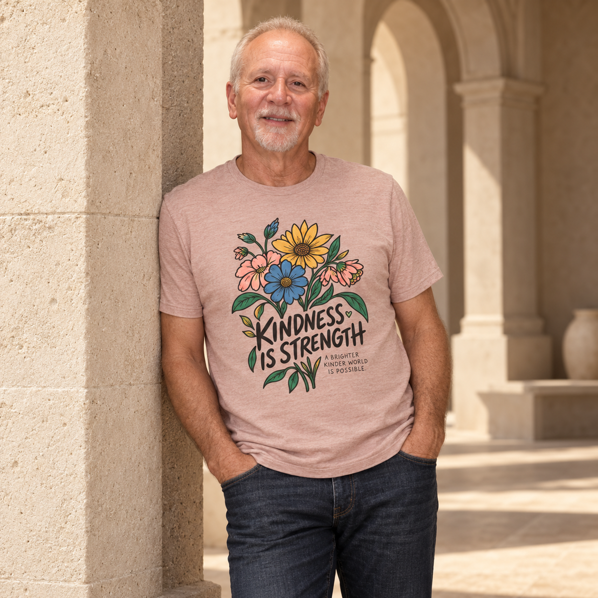 Kindness Is Strength Shirt — Floral Inspirational Graphic Tee | Positive Kindness T-Shirt