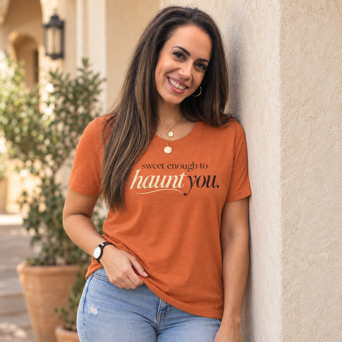 Sweet Enough to Haunt You Shirt — Halloween Graphic Tee | Spooky Season T-Shirt | Orange Halloween Shirt | Fall Graphic Tee