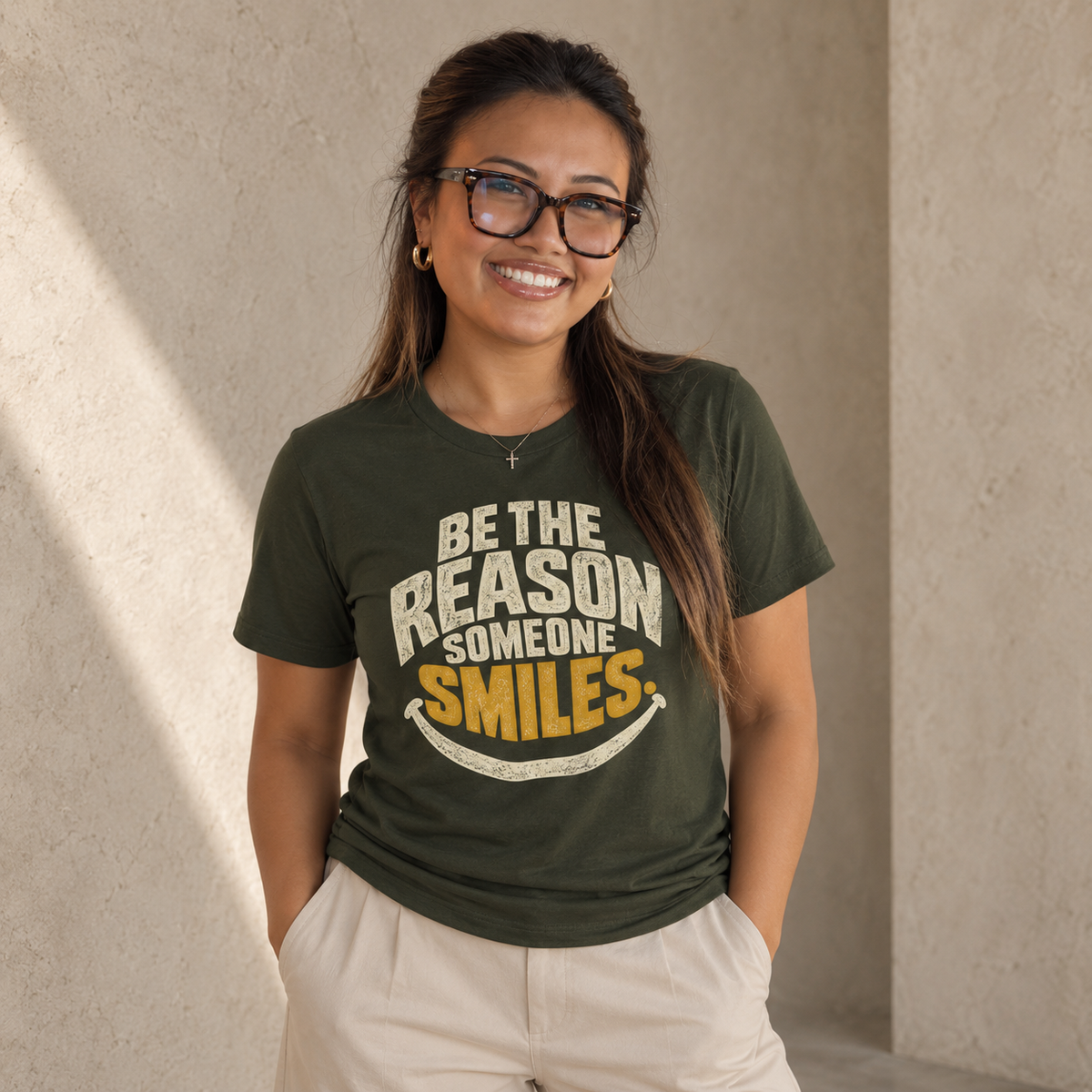 Be the Reason Someone Smiles Shirt — Vintage Kindness Graphic Tee