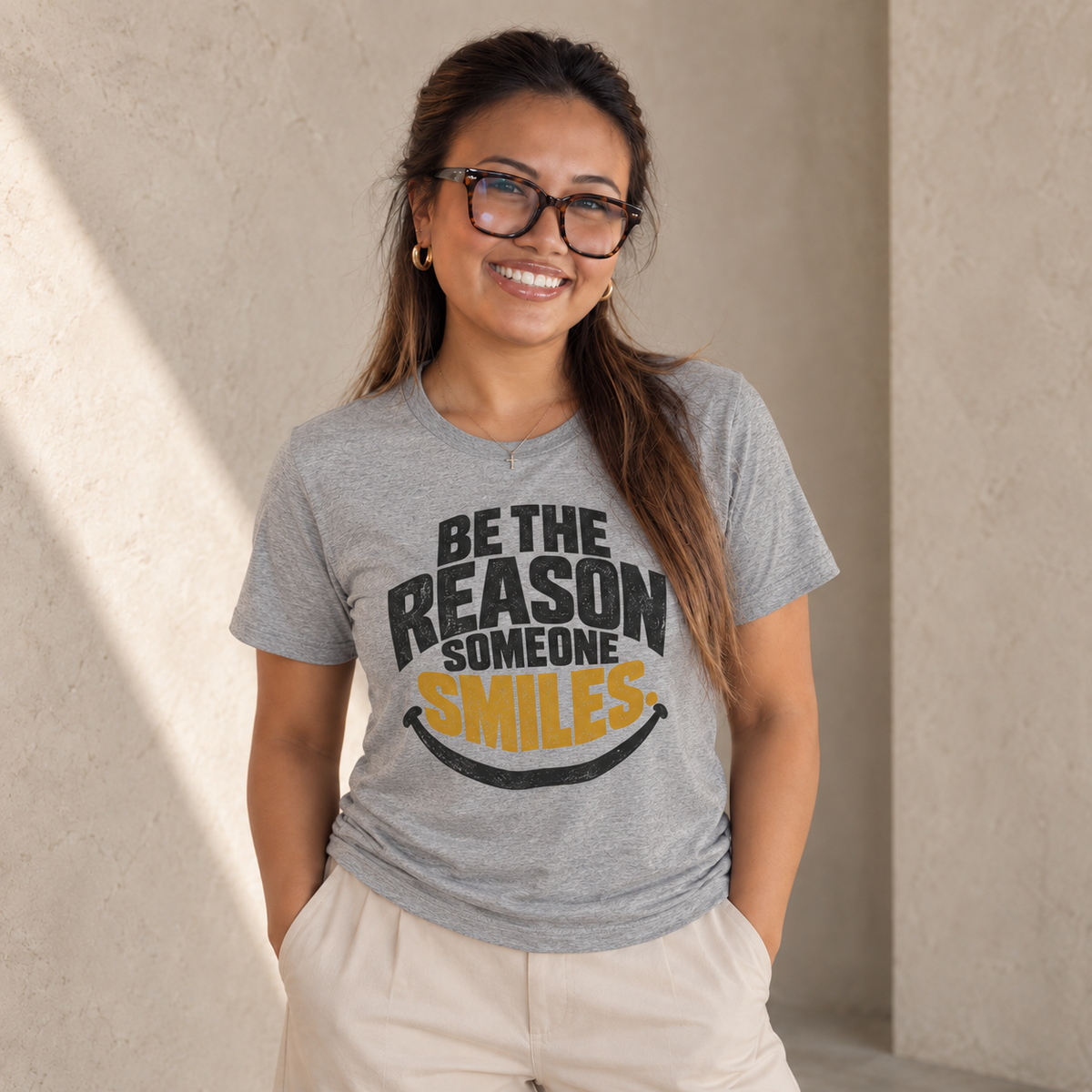 Be the Reason Someone Smiles Shirt — Vintage Kindness Graphic Tee