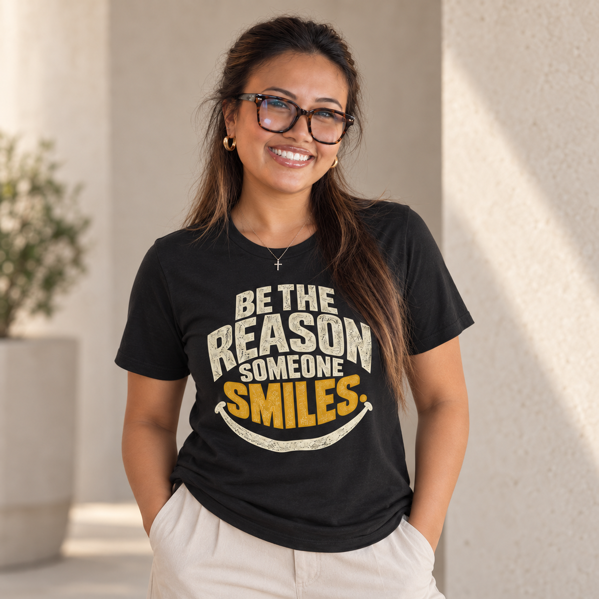 Be the Reason Someone Smiles Shirt — Vintage Kindness Graphic Tee