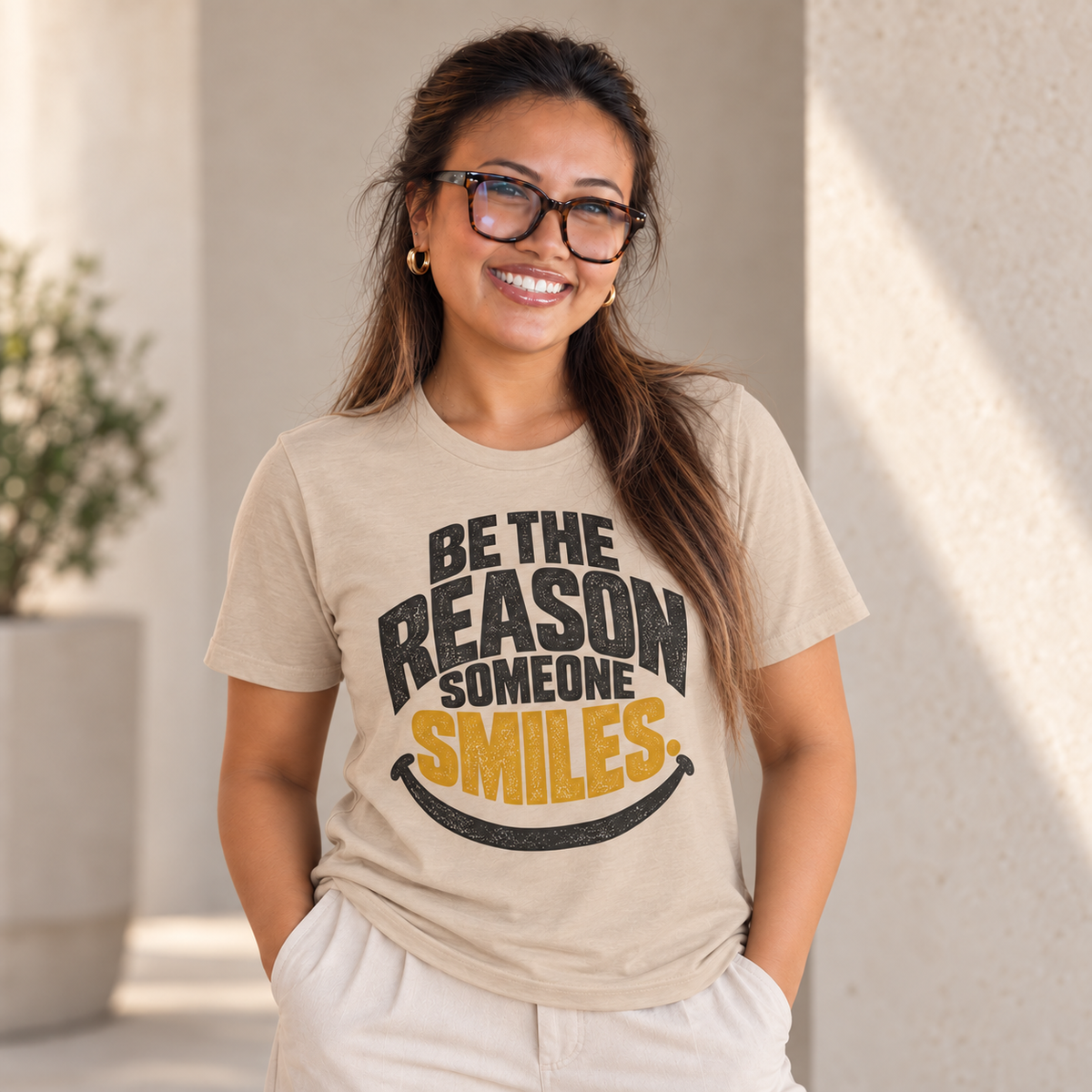 Be the Reason Someone Smiles Shirt — Vintage Kindness Graphic Tee